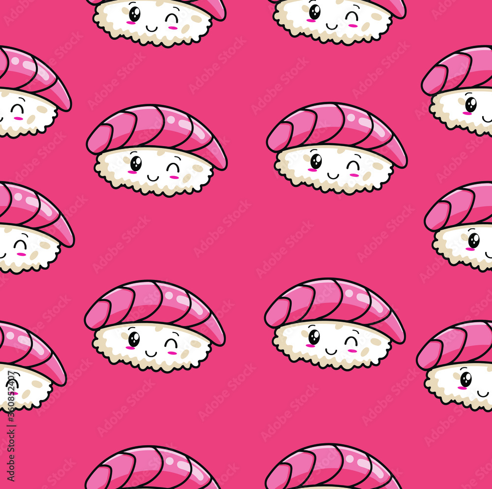 Cute Character Kawaii Asian Sushi Pattern Cute Character Kawaii Asian Sushi Pattern