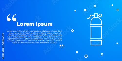 White line Aqualung icon isolated on blue background. Oxygen tank for diver. Diving equipment. Extreme sport. Sport equipment.  Vector Illustration
