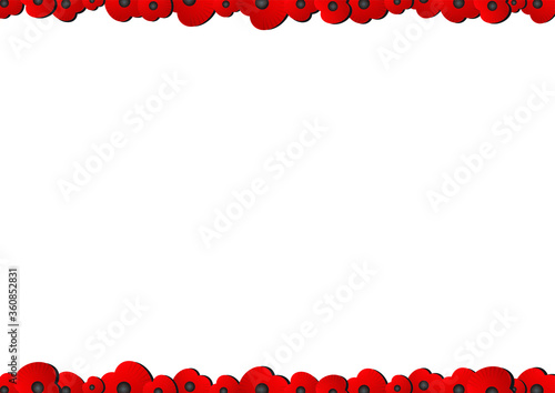 Remembrance Day poppy appeal poppies border vector