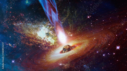 Bright quasar in deep space. Elements of this image furnished by NASA