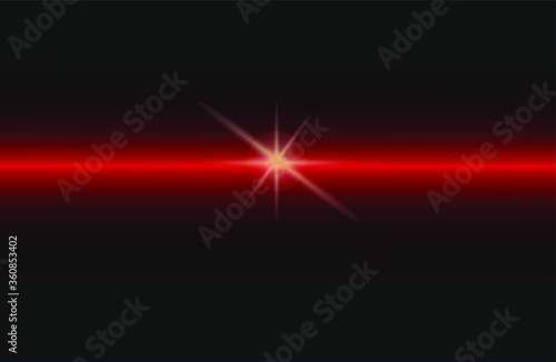 black background with a red sparkling line and a star. modern background. vector illustration