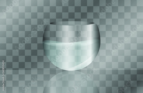 Transparent vector glass of water on a light background. eps 10