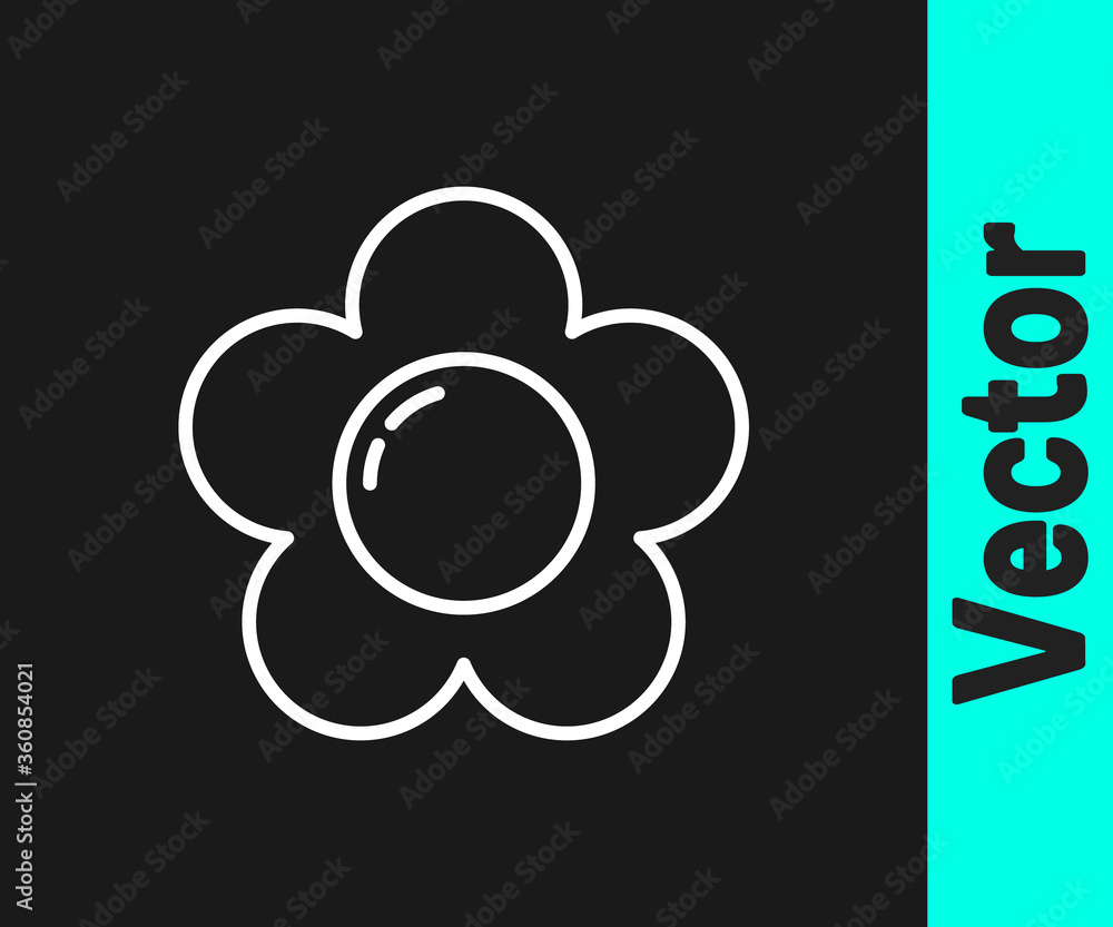 White line Flower icon isolated on black background. Vector Illustration White line Flower icon isolated on black background. Vector Illustration