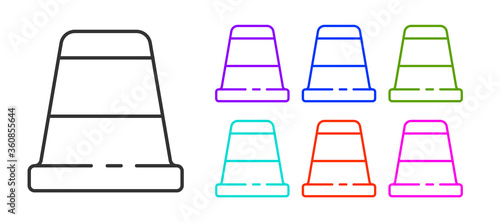 Black line Thimble for sewing icon isolated on white background. Set icons colorful. Vector Illustration