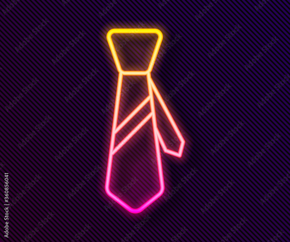 Glowing neon line Tie icon isolated on black background. Necktie and neckcloth symbol. Vector Illustration Glowing neon line Tie icon isolated on black background. Necktie and neckcloth symbol. Vector Illustration