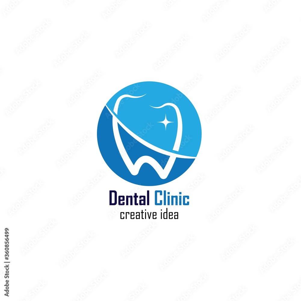 Obraz premium design logo vector illustration of dentistry, dental clinic, family dental health care, healthy tooth 
