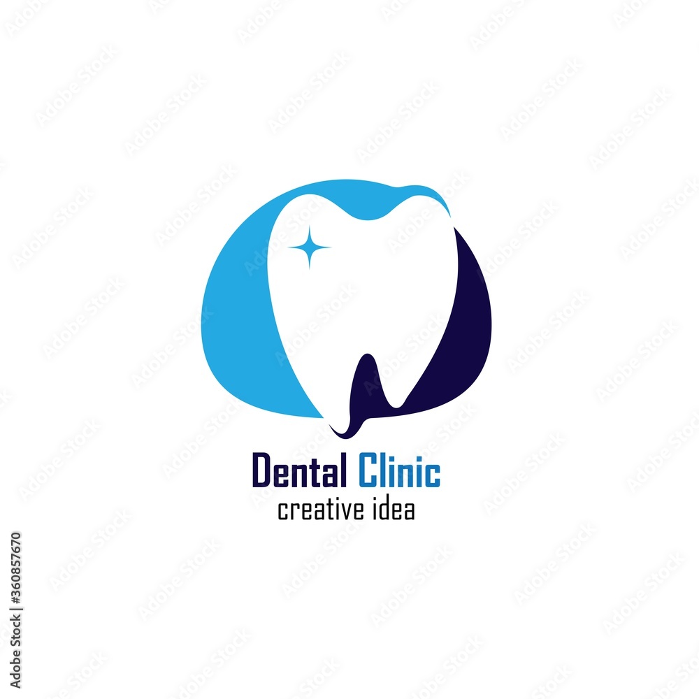 Fototapeta premium design logo vector illustration of dentistry, dental clinic, family dental health care, healthy tooth 