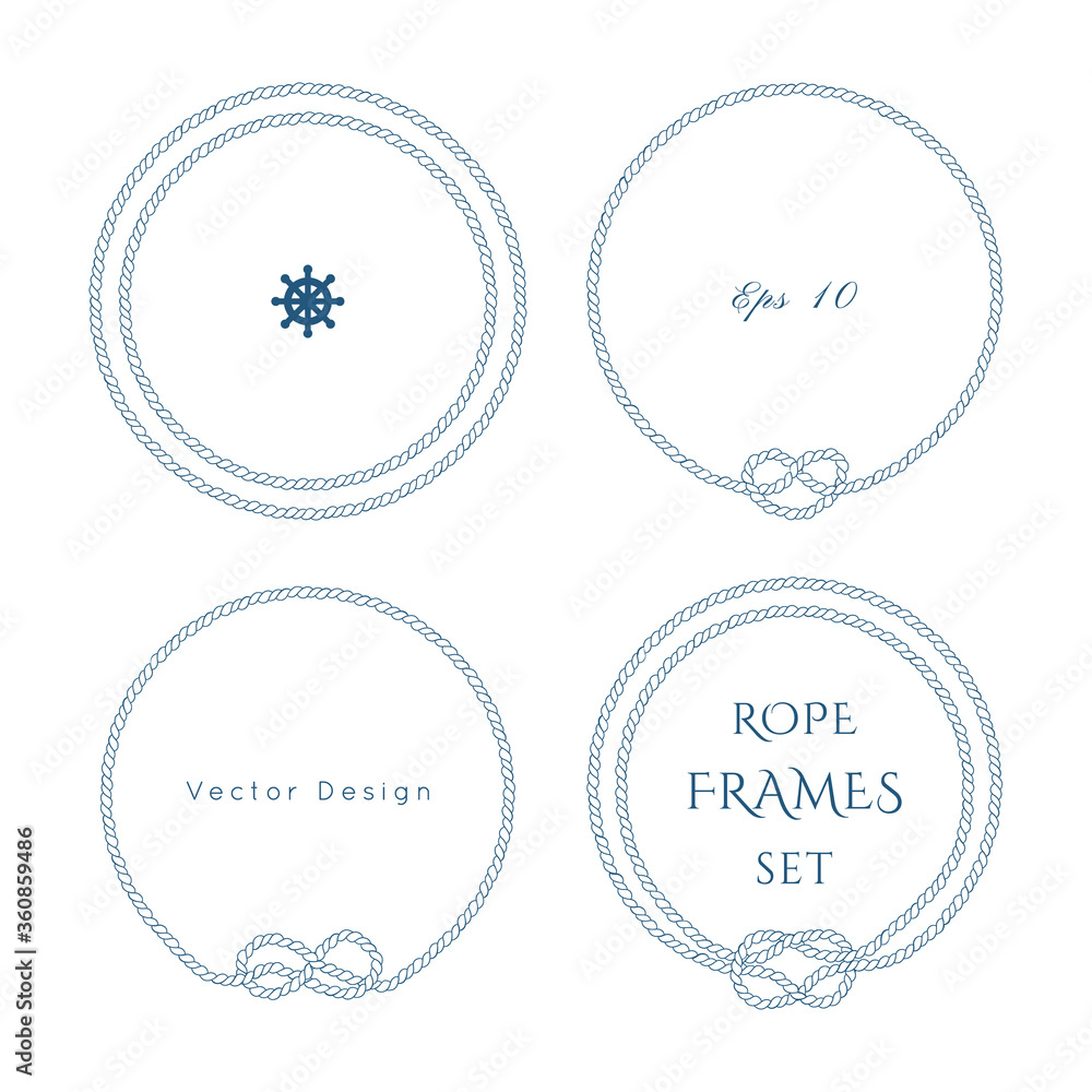 Nautical vector frame. Rope knot border design Nautical vector frame. Rope knot border design