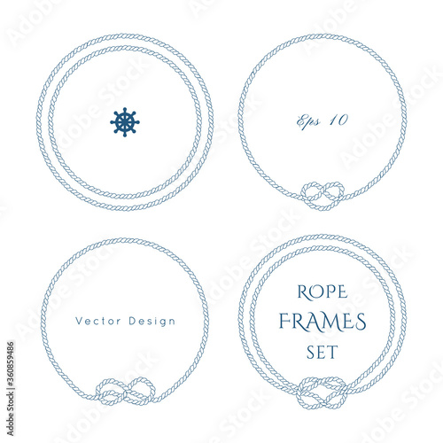 Nautical vector frame. Rope knot border design