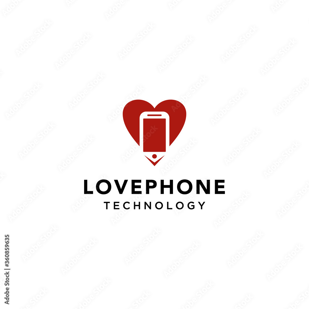 Illustration modern of a smartphone combined with a heart sign.