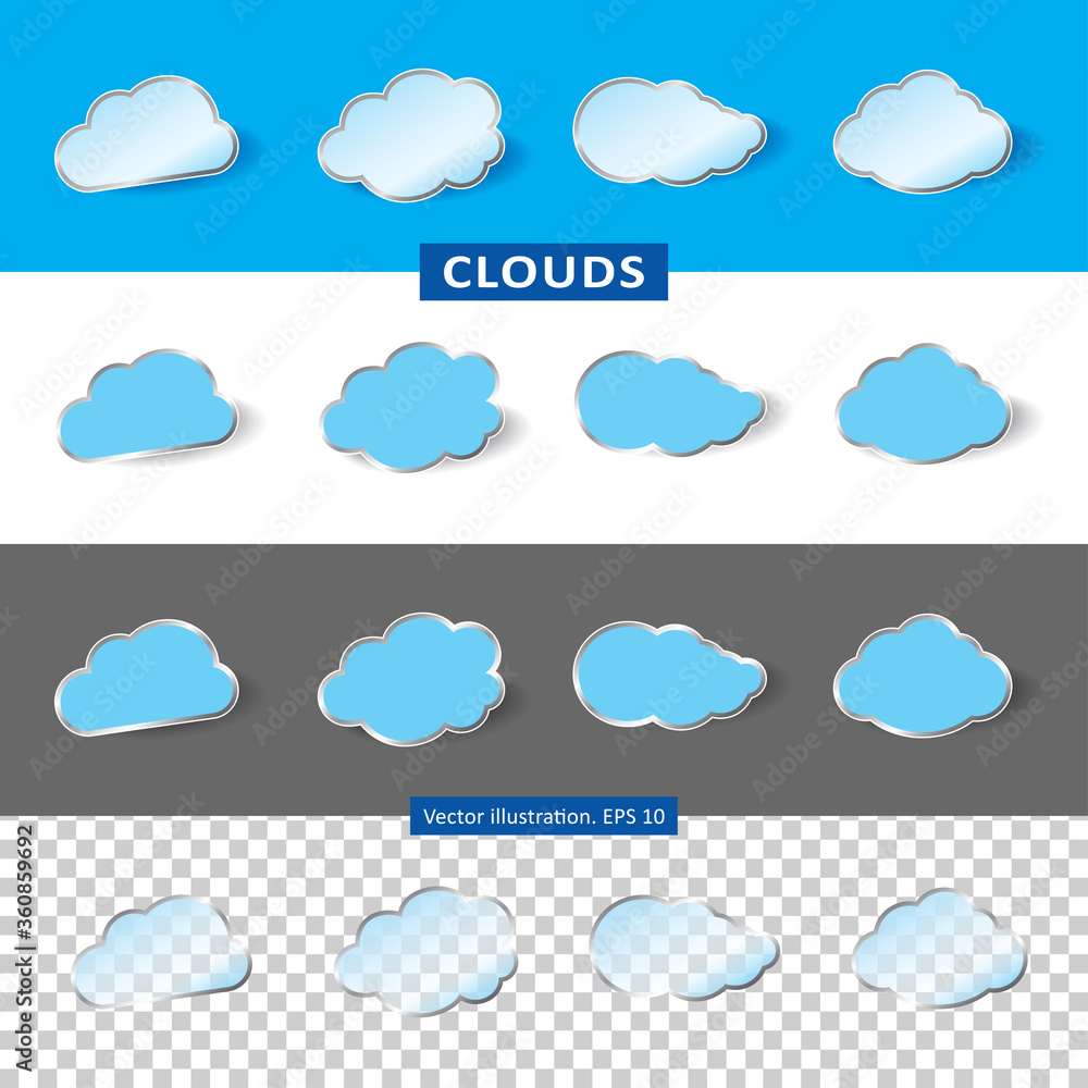 Cloud icon. Set of blue sky. Collection of cloud icon, shape, label, symbol. Graphic element vector. Vector illustration Cloud icon. Set of blue sky. Collection of cloud icon, shape, label, symbol. Graphic element vector. Vector illustration