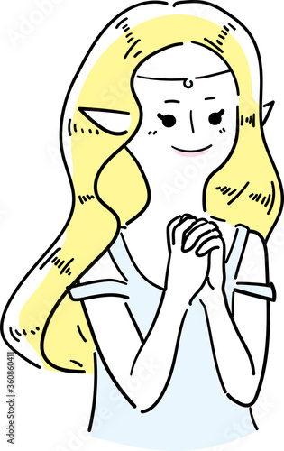 ファンタジーに登場するエルフお姫様のイラスト。