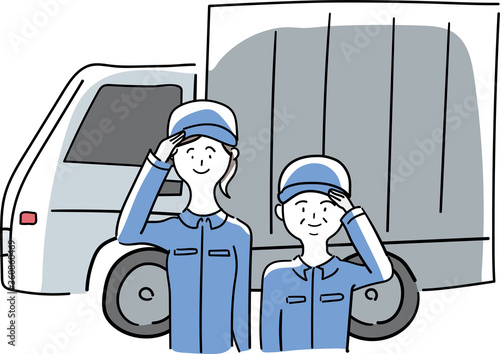 トラックと運転手のイラスト