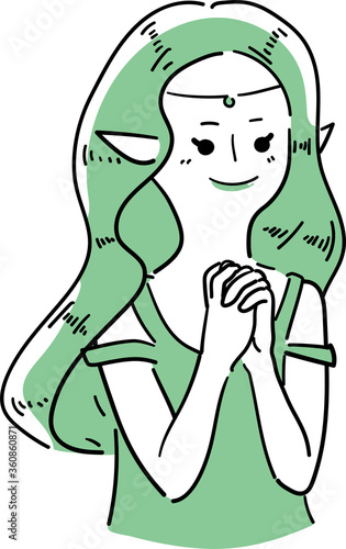 ファンタジーに登場するエルフお姫様のイラスト。