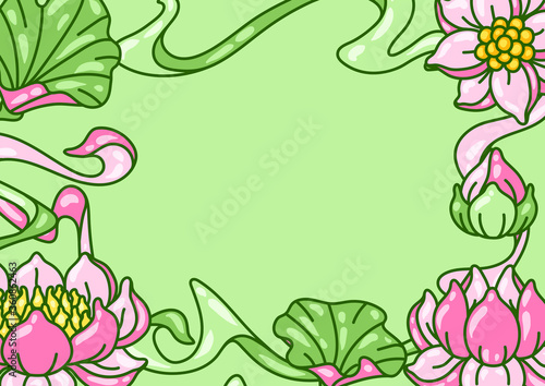 Background with lotus flowers. Art Nouveau vintage style.
