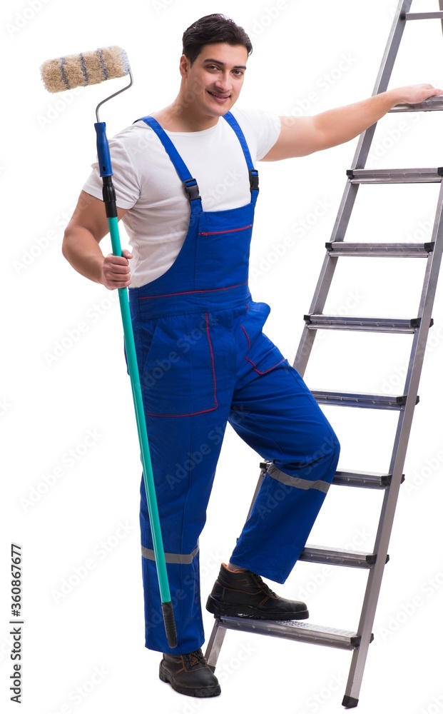 Young painter contractor isolated on white background Young painter contractor isolated on white background