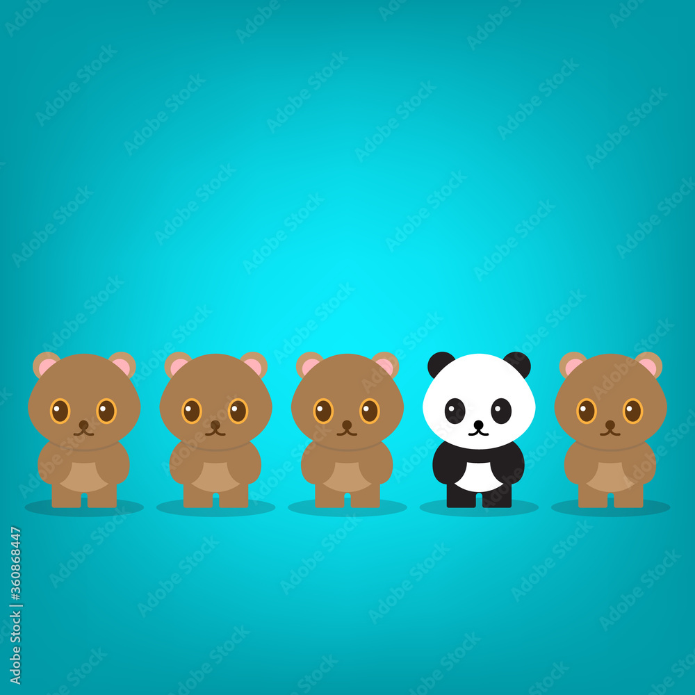 Think differently - Being different, standing out from the crowd -The graphic of panda also represents the concept of individuality , confidence, uniqueness, innovation, creativity. Think differently - Being different, standing out from the crowd -The graphic of panda also represents the concept of individuality , confidence, uniqueness, innovation, creativity.