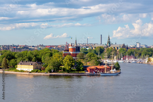 View of Stockholm city over sea harbour in summer season at Stockholm, Sweden