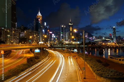 Night view of Hong Kong island from Causeway Bay