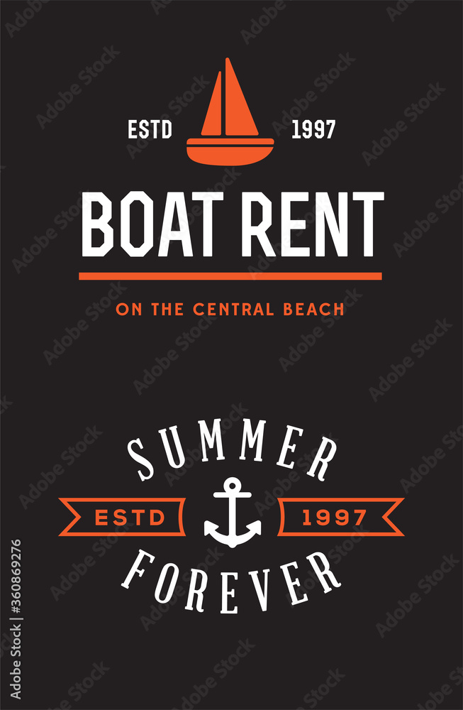 Fototapeta premium Summer Retro Vector Logo Template for Banner, Poster, Flyer.