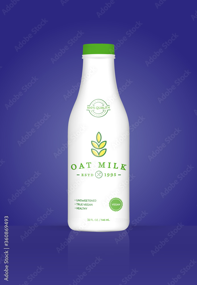 Oat Milk Oatmeal Bottle with Colorful Background. Healthy Organic Product. Vector Illustration. Advertising Template. Print. Oat Milk Oatmeal Bottle with Colorful Background. Healthy Organic Product. Vector Illustration. Advertising Template. Print.