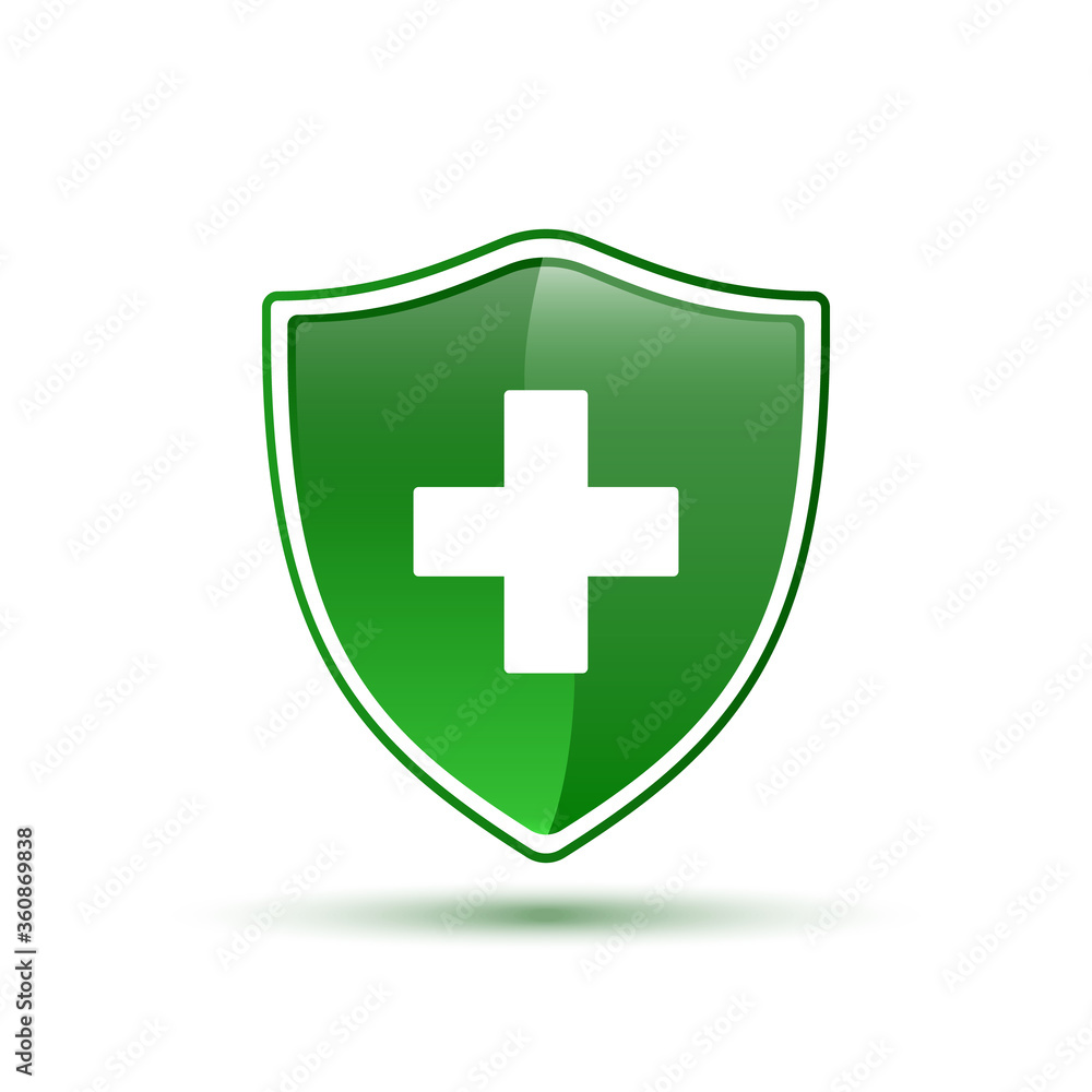 Medical cross shield icon vector flat design Medical cross shield icon vector flat design