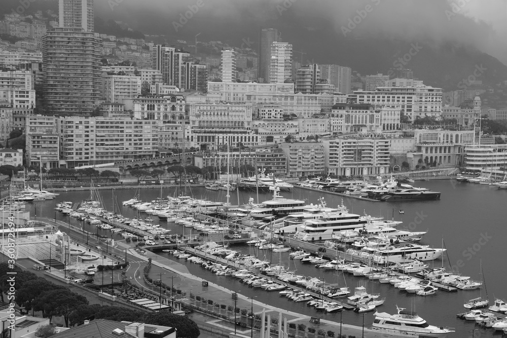 Le port de Monaco vu de haut, ville de Monaco, Principauté de Monaco