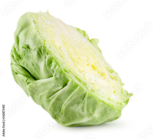 half of green cabbage isolated on a white background