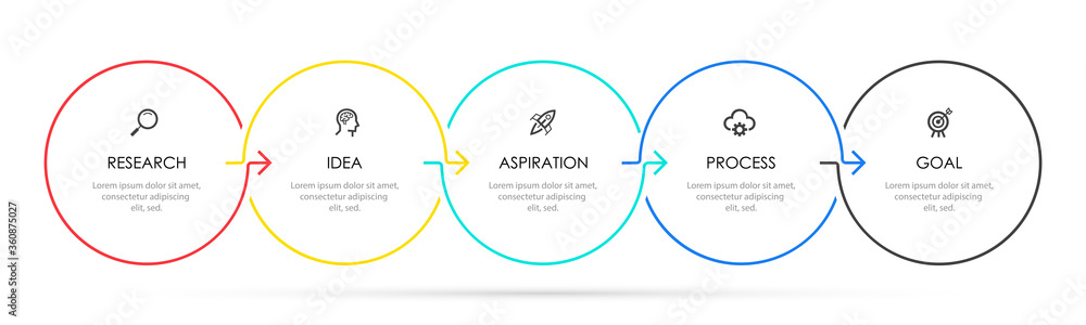 Vector Infographic thin line design with icons and 5 options or steps ...