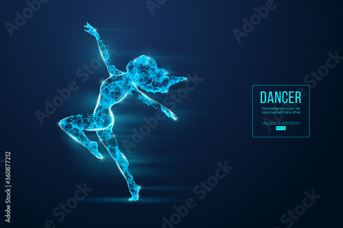 Abstract silhouette of a wireframe dancing woman. Dancer, girl, ballerina on the blue background. Convenient organization of eps file. Vector illustration. Thanks for watching