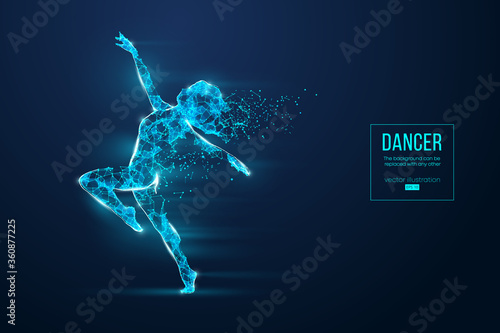 Abstract silhouette of a wireframe dancing woman. Dancer, girl, ballerina on the blue background. Convenient organization of eps file. Vector illustration. Thanks for watching