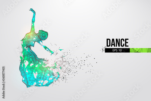 Abstract silhouette of a wireframe dancing woman. Dancer, girl, ballerina on the white background. Convenient organization of eps file. Vector illustration. Thanks for watching