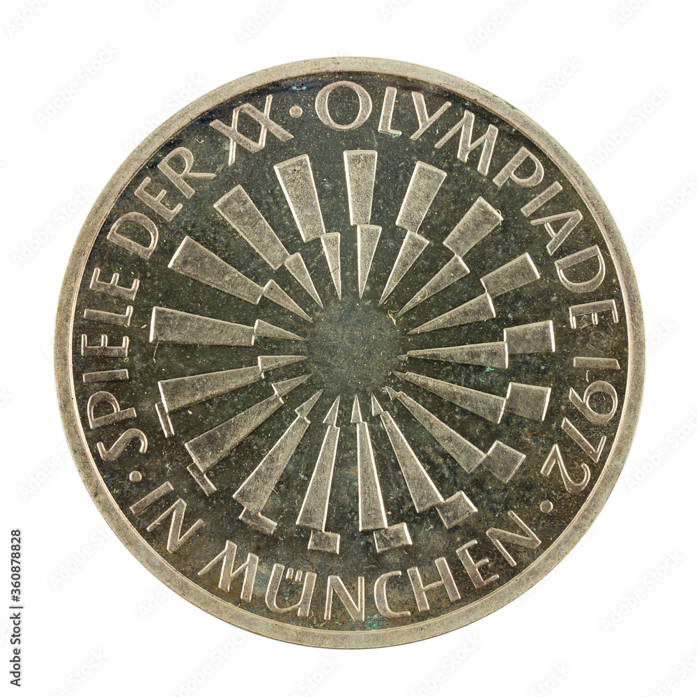 Obraz premium 10 german mark coin special edition (1972) obverse isolated on white background