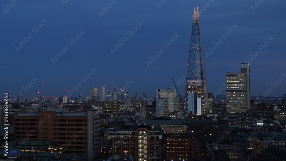 London skyline city at night - The Shard