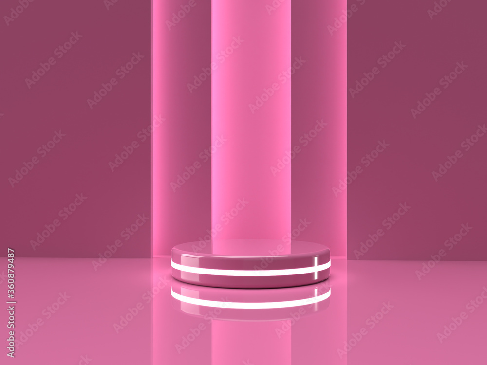 3D abstract render.Pink platform for product display interior podium place with empty for awards ceremony use for Recommend products, promote products design on pink pastel background 3D abstract render.Pink platform for product display interior podium place with empty for awards ceremony use for Recommend products, promote products design on pink pastel background