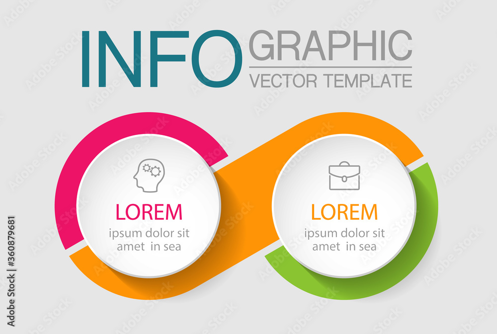 Vector infographic template with 2 steps or options. Data presentation, business concept design for web, brochure, diagram. Vector infographic template with 2 steps or options. Data presentation, business concept design for web, brochure, diagram.