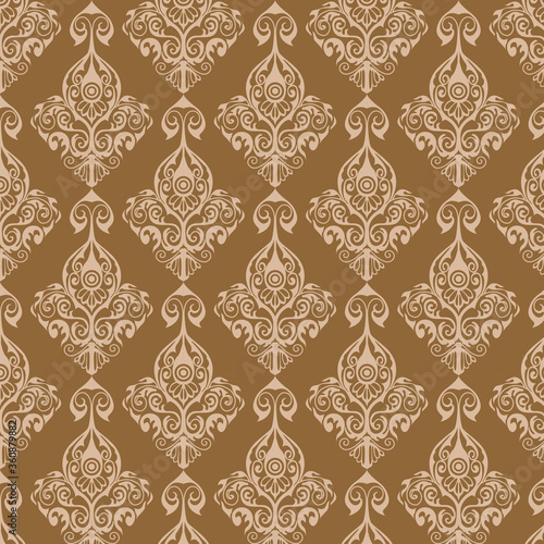 brown damask pattern vector