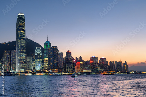 Fabulous view of Hong Kong Island skyline at sunset
