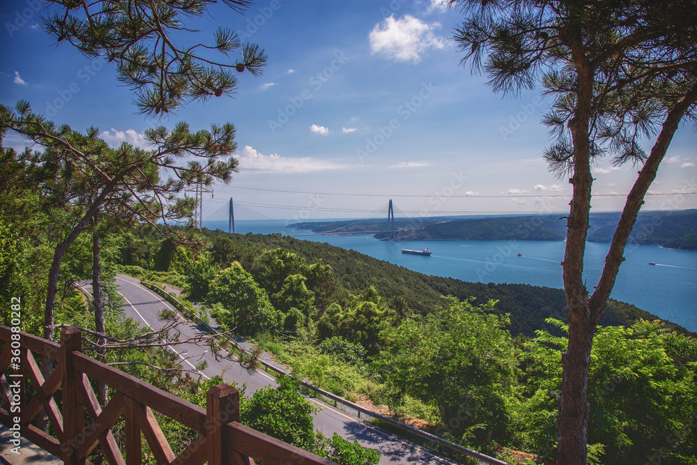 View of Bosphorus and Yavuz Sultan Selim bridge