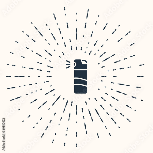 Grey Pepper spray icon isolated on beige background. OC gas. Capsicum self defense aerosol. Abstract circle random dots. Vector.