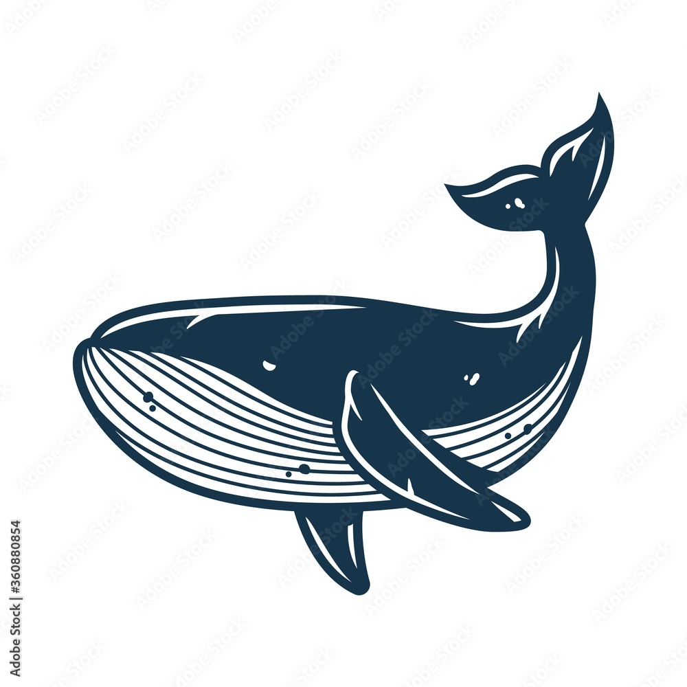 Floating ocean humpback whale nautical logo design Floating ocean humpback whale nautical logo design