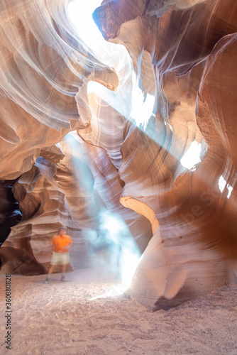 Amazing view of Antelope Canyon. It is a slot canyon in the American Southwest, on Navajo land east of Page, Arizona