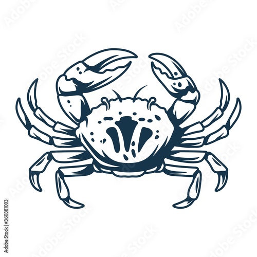 Silhouette of marine oceanic crab with claws