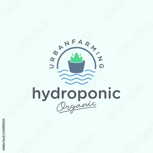 Minimalist Lined Hydroponic Farming Logo Design