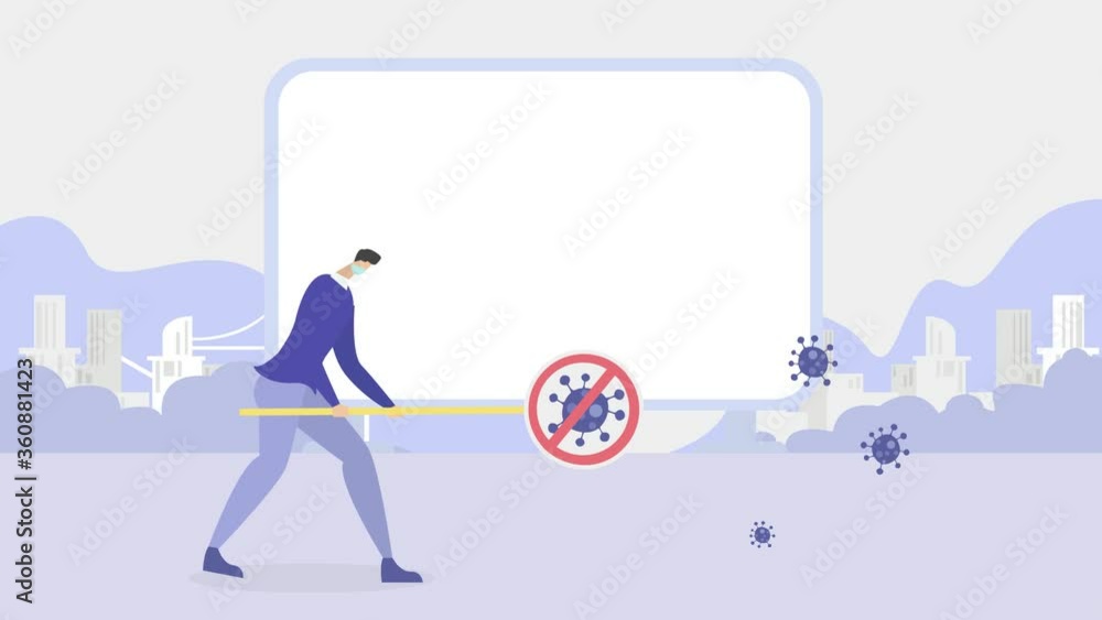 Businessman hitting coronavirus near growth chart Businessman hitting coronavirus near growth chart