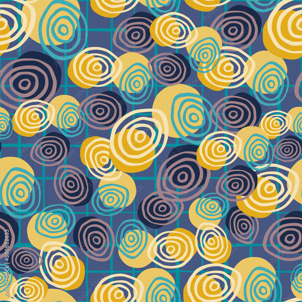 Abstract spirals seamless pattern. Circle shape.Hand drawn retro style vector wallpaper. Artistic backdrop. Line drawing. Abstract spirals seamless pattern. Circle shape.Hand drawn retro style vector wallpaper. Artistic backdrop. Line drawing.