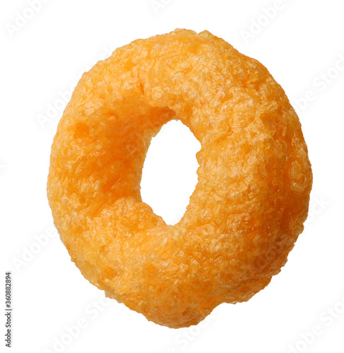 Breakfast cereal fruit rings on a white background