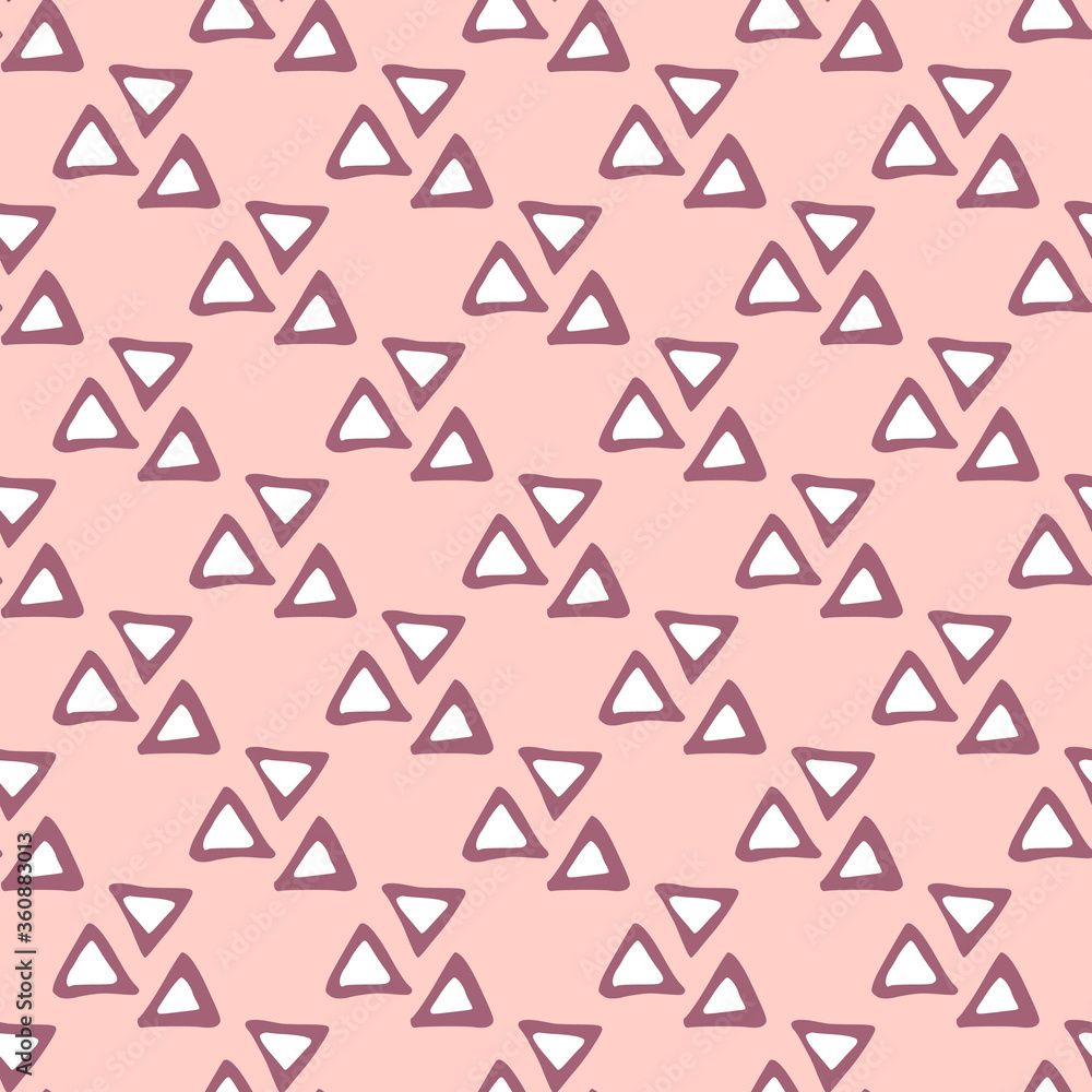 Geometric triangle seamless pattern on pink background. Creative scribble geometric wallpaper. Geometric triangle seamless pattern on pink background. Creative scribble geometric wallpaper.