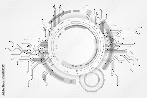 Vector circuit frame on white white screen for communication technology background concept
