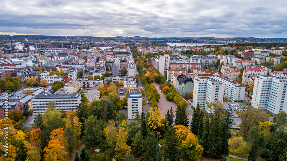Obraz premium Aerial view of Tampere city in autumn , FInland